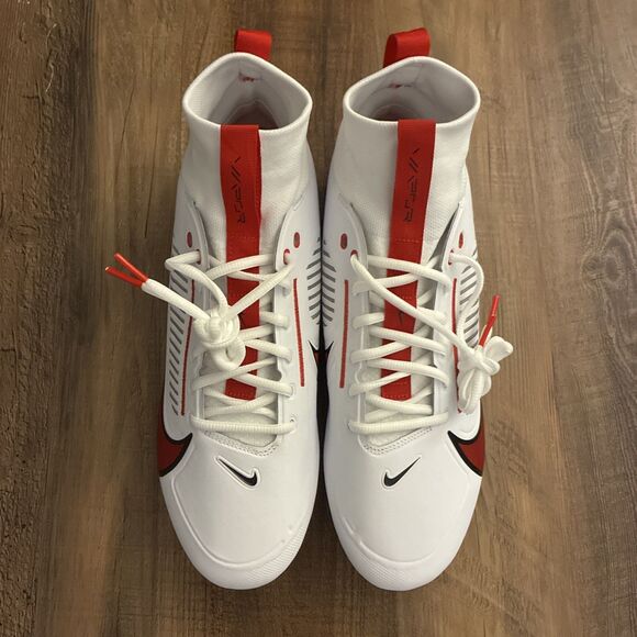 Nike Vapor Edge Pro 360 2 White Red Men Size 12.5 Football Cleats FN7759-108